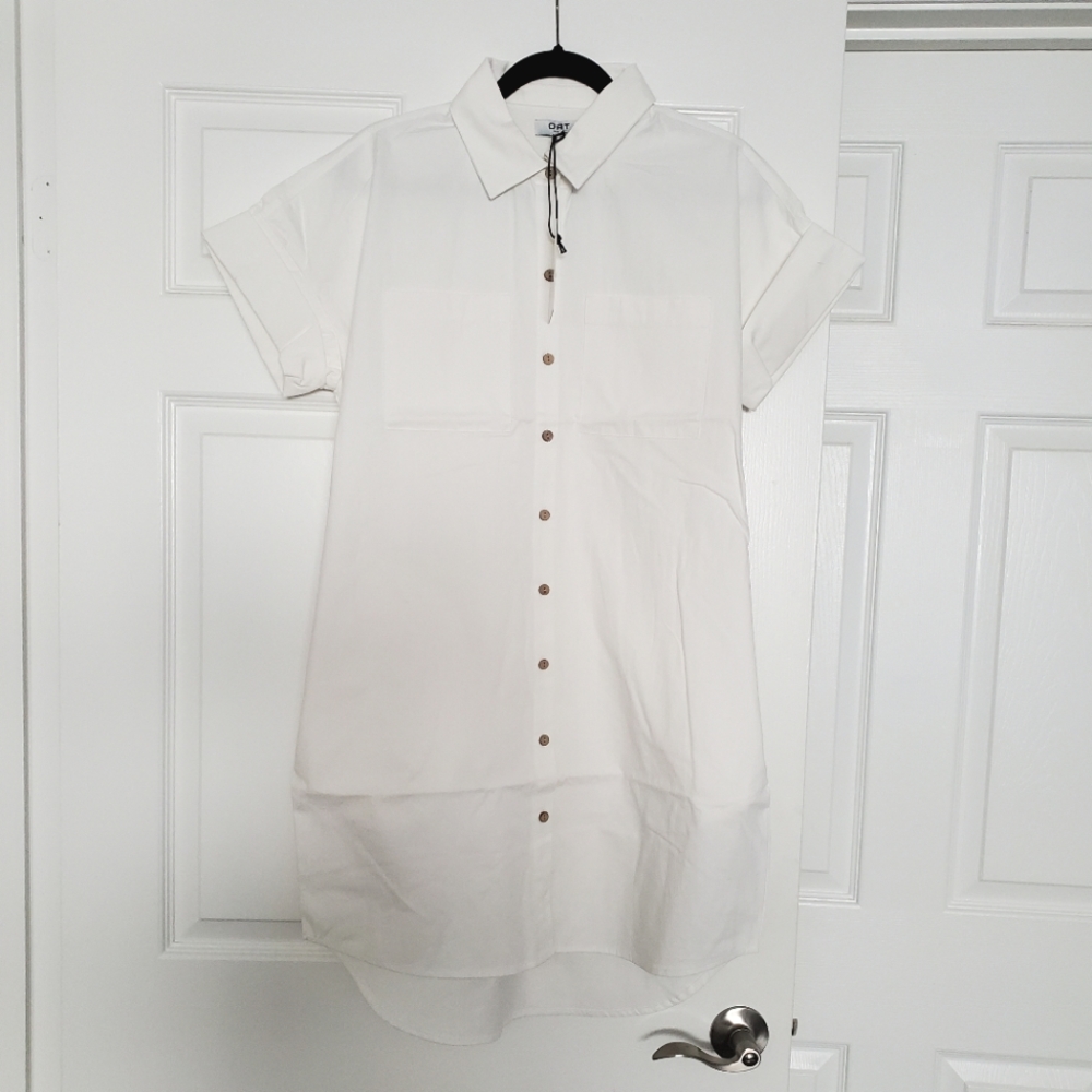 Oat New York White Cotton Shirt Dress